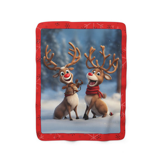 Sherpa Fleece Blanket "Reindeer 2"